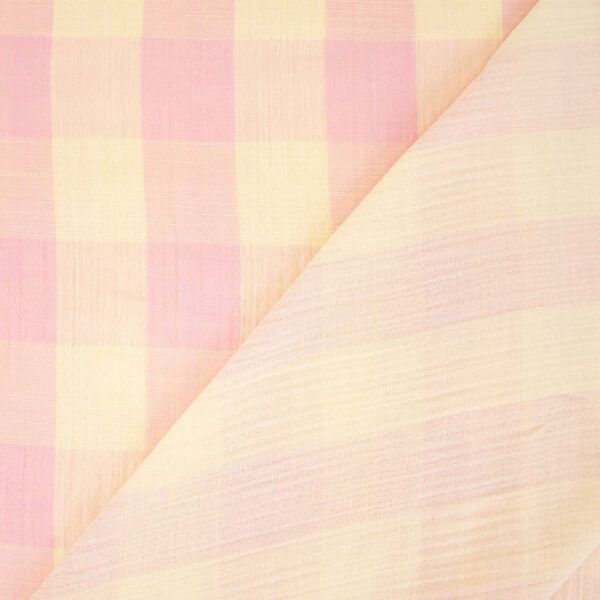 Tela de cotó Vichy Pink Yellow Ohana Espai Creatiu